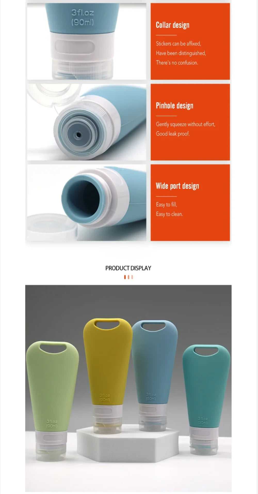 Silicone Travel Dispenser Bottle Set | Durable & Refillable Containers