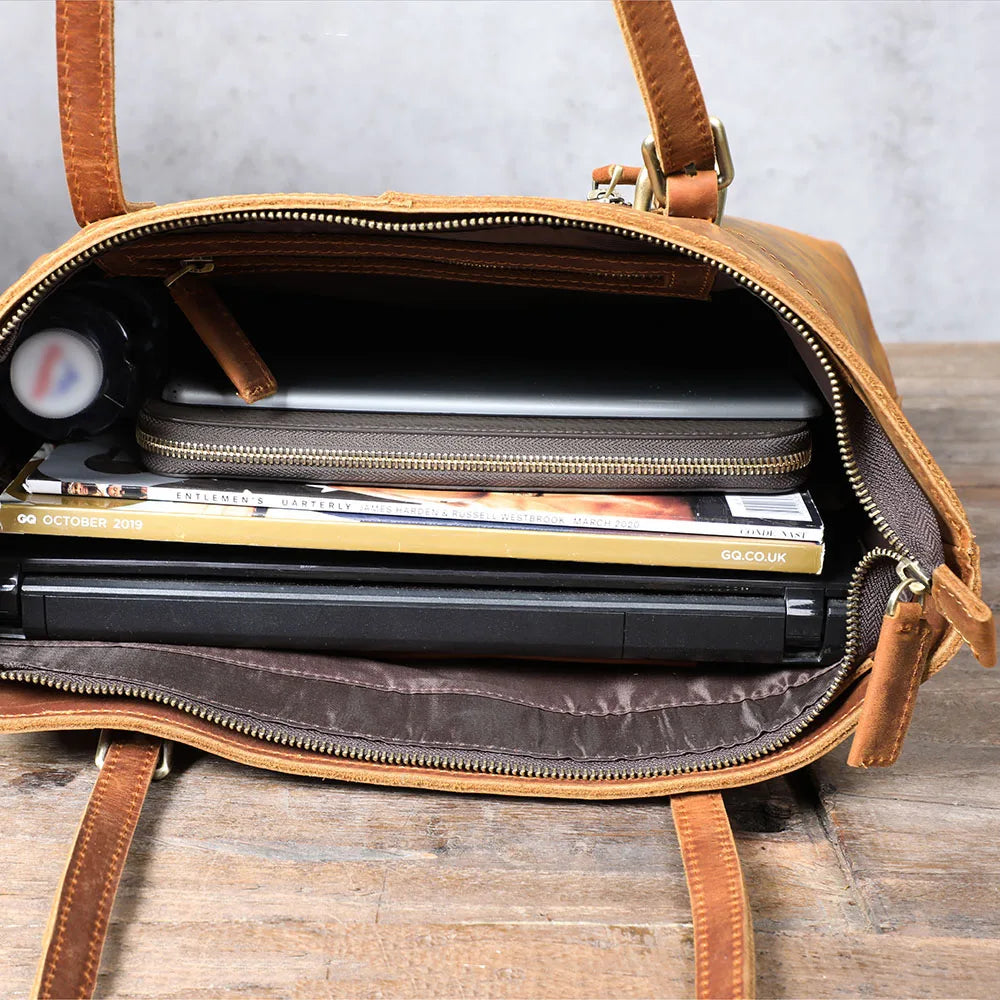 Vintage Genuine Leather Men's Tote & Briefcase | Stylish & Versatile