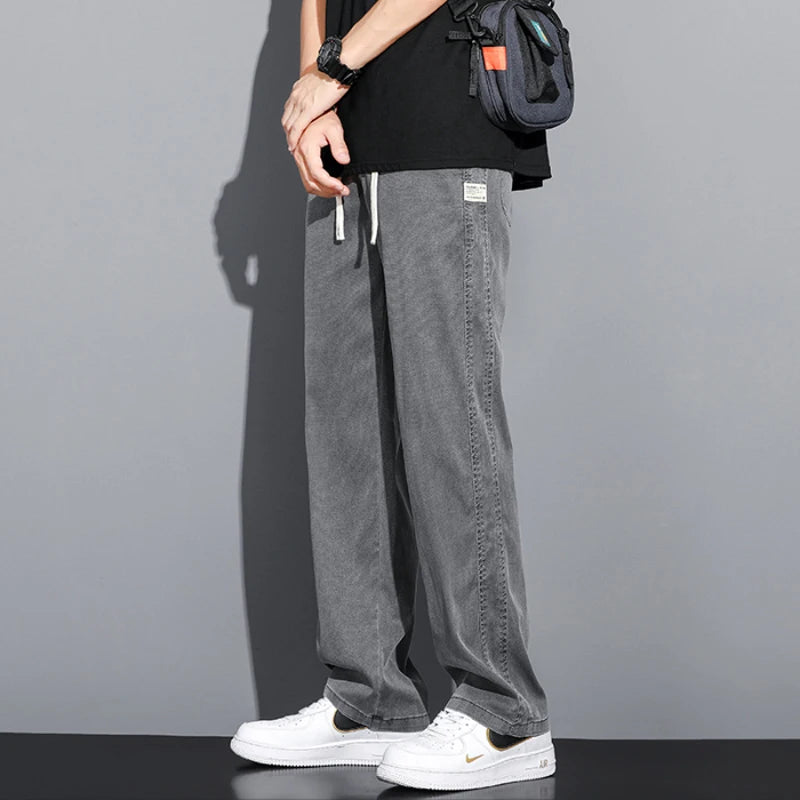 Men's Soft Lyocell Casual Jeans | Thin Loose Straight Pants