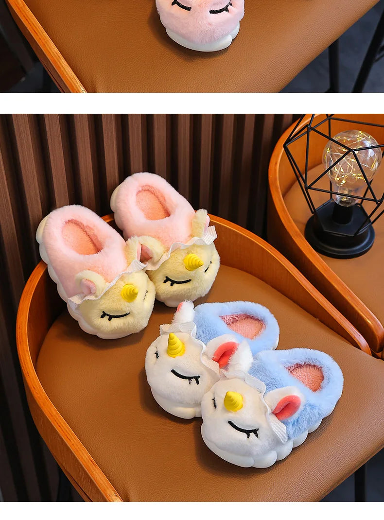 Unicorn Plush Slippers for Kids | Cozy Indoor Winter Shoes