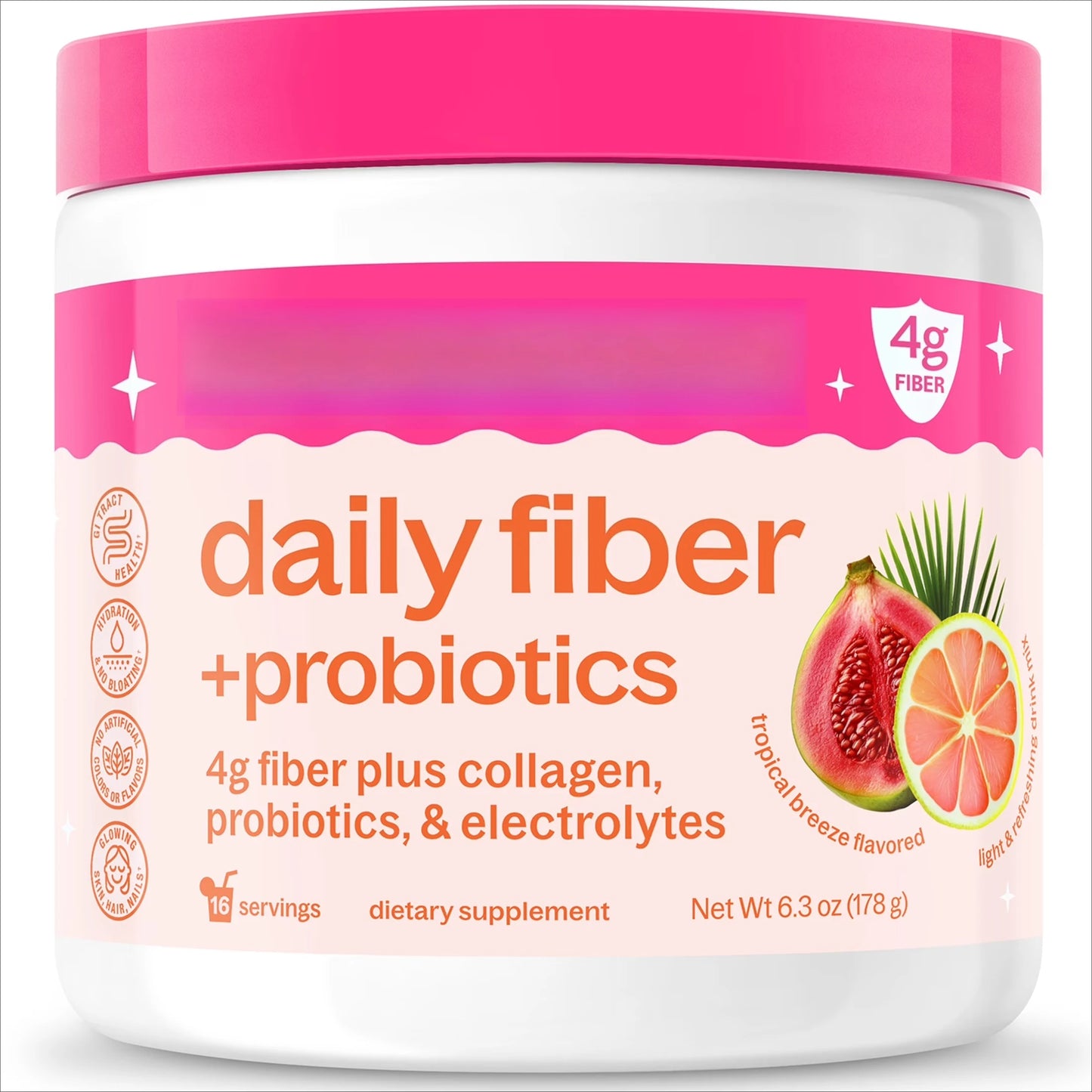 Daily Fiber Supplement with Probiotics & Electrolytes | Tropical Breeze Flavor