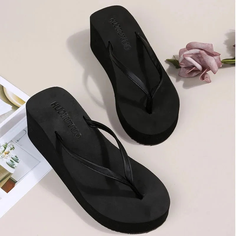 Chanclas de cuña con plataforma gruesa para mujer | Sandalias de verano con estilo