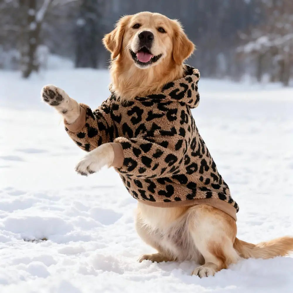 Abrigo de Forro Polar con Estampado de Leopardo para Perros | Atuendos Cálidos de Invierno para Perros