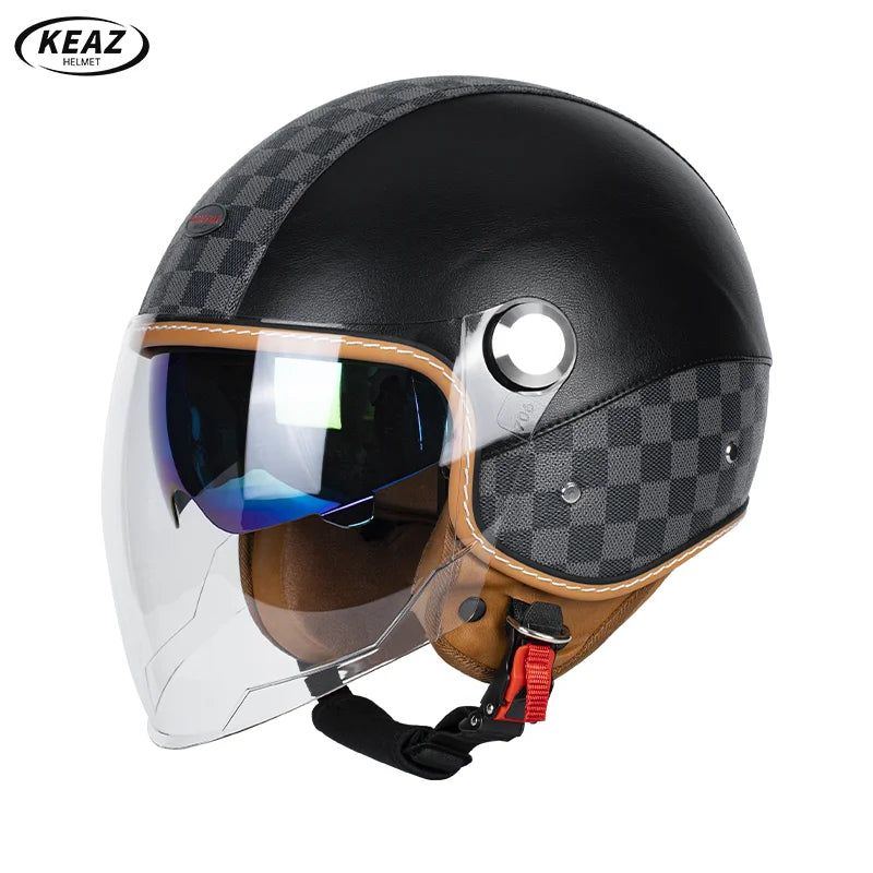 3/4 Open Face Motorcycle Helmet with Dual Sun Visor for All Riders