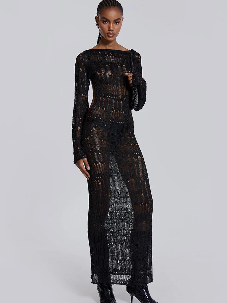 Elegant Hollow Out Backless Maxi Dress | Summer Women’s Fashion