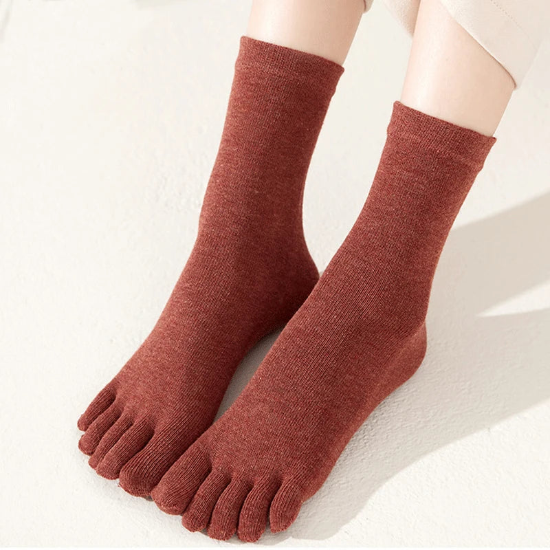 5 Pairs Women's 5 Finger Socks | Comfortable Cotton Toe Socks