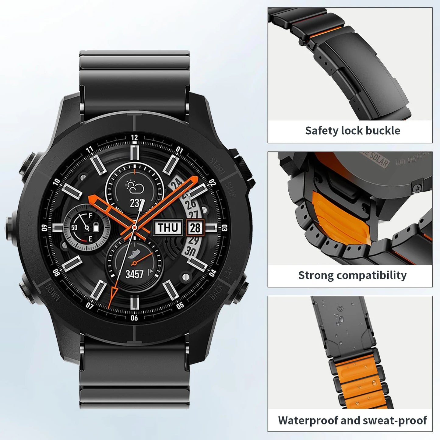 22/26mm Titanium Rubber Watch Strap | Durable & Stylish Replacement Band
