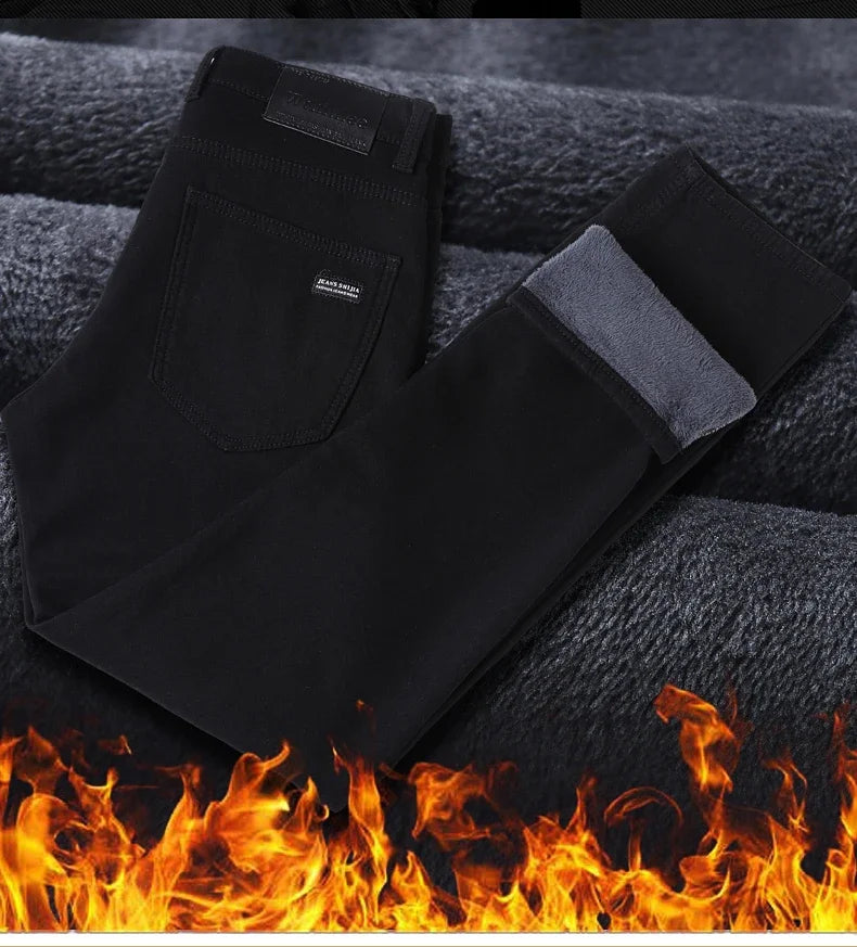 Men's Winter Velvet Pants | Warm Fleece-Lined Denim Jeans