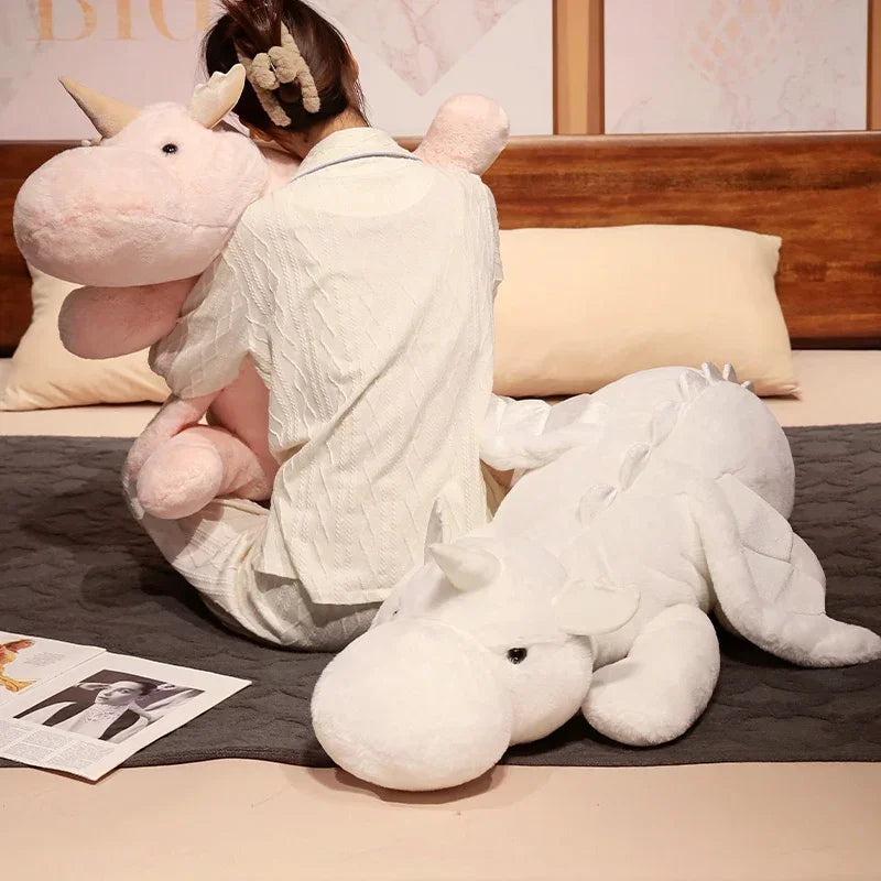 Giant Dragon Plushie Toy | Soft Snow Dragon Stuffed Dinosaur Pillow
