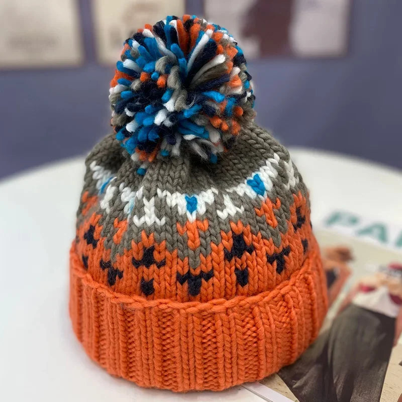 Unisex Fur Pompom Beanie Hat | Cozy Warm Knit Winter Cap