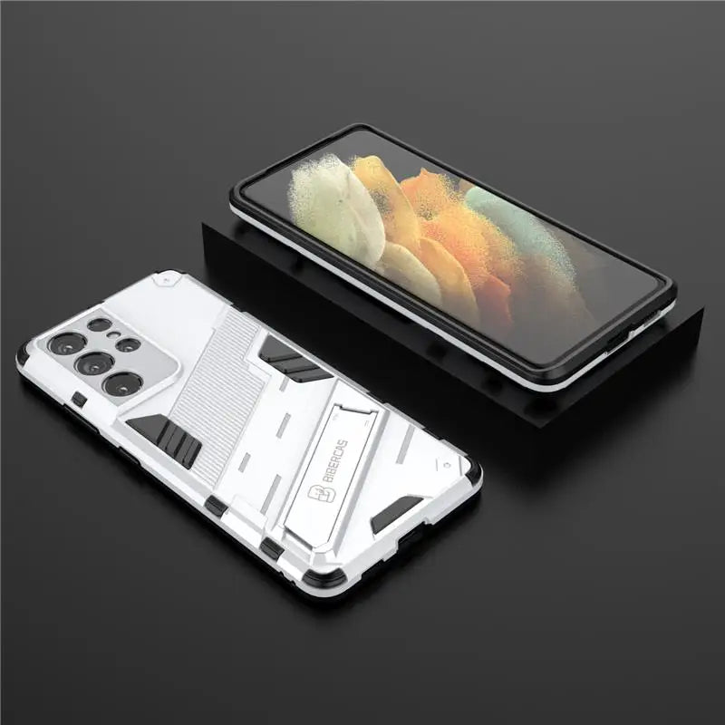 Solid Armor Cyber Shockproof Case For Samsung S25 Ultra S24 FE Ultra Plus A54 A55 A56 A36 A26 Tough Design Stand Cover