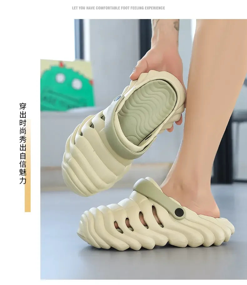 Men Fashion Closed Toe Beach Slippers Summer Trendy Casual Breathable Non Slip Slip on Street Daily Leisure Shoes
