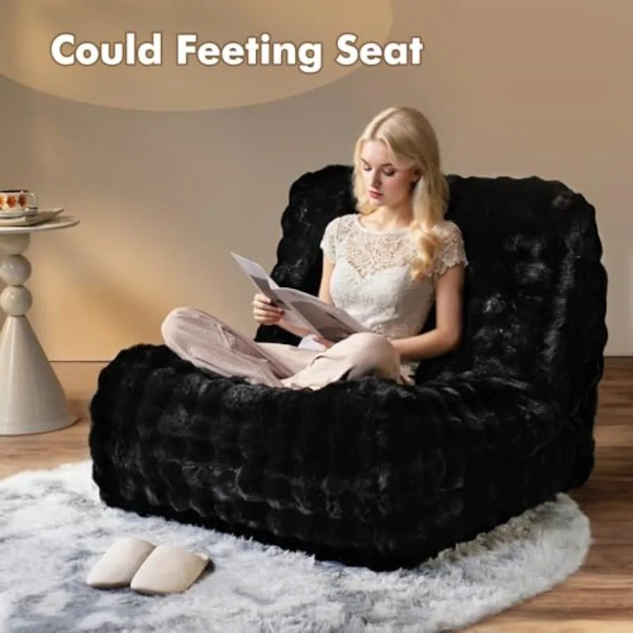 Giant Fluffy Bean Bag Chair for Adults | Oversized Floor Lounger