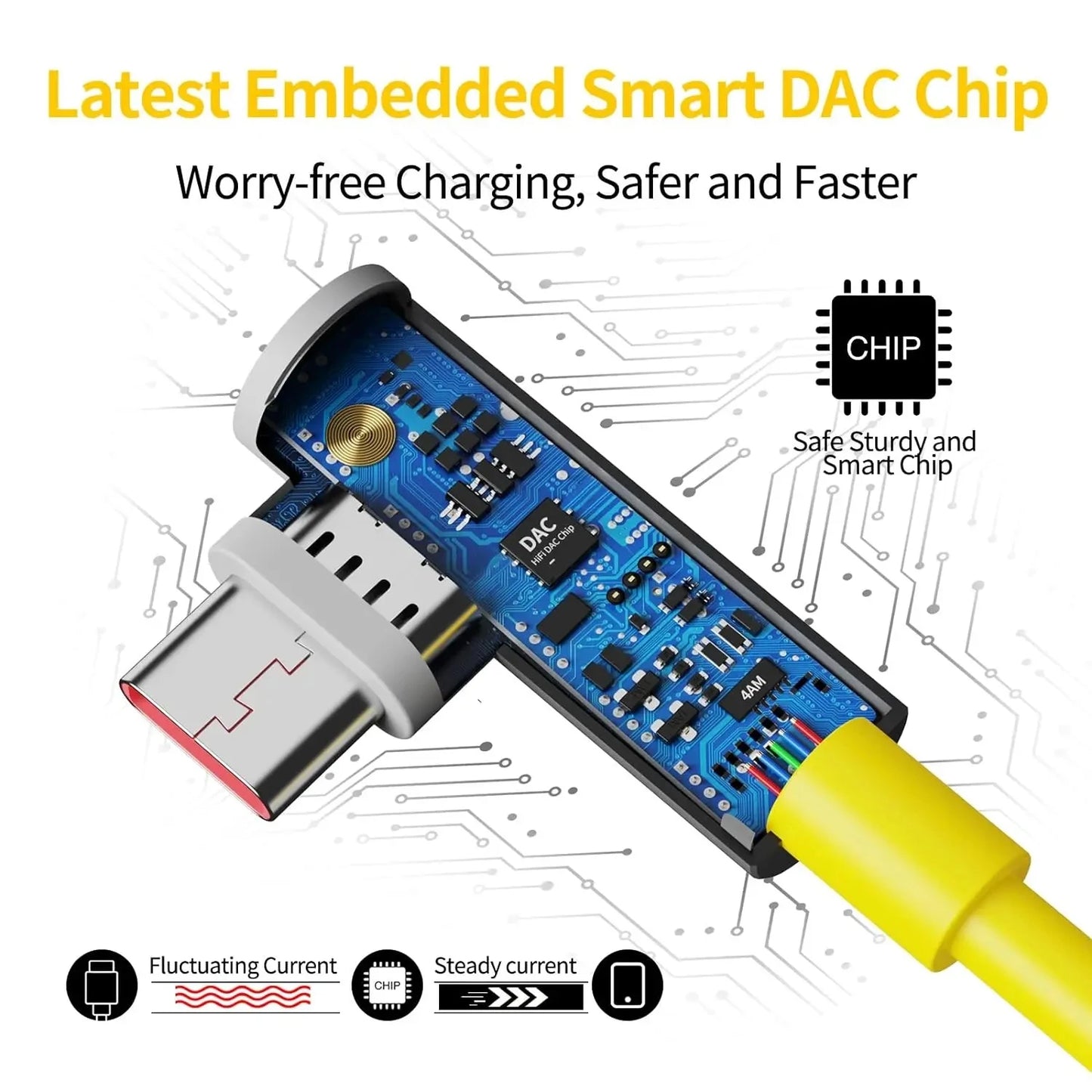 Type C Fast Charge Cable | 90 Degree Elbow Design for Quick Charging