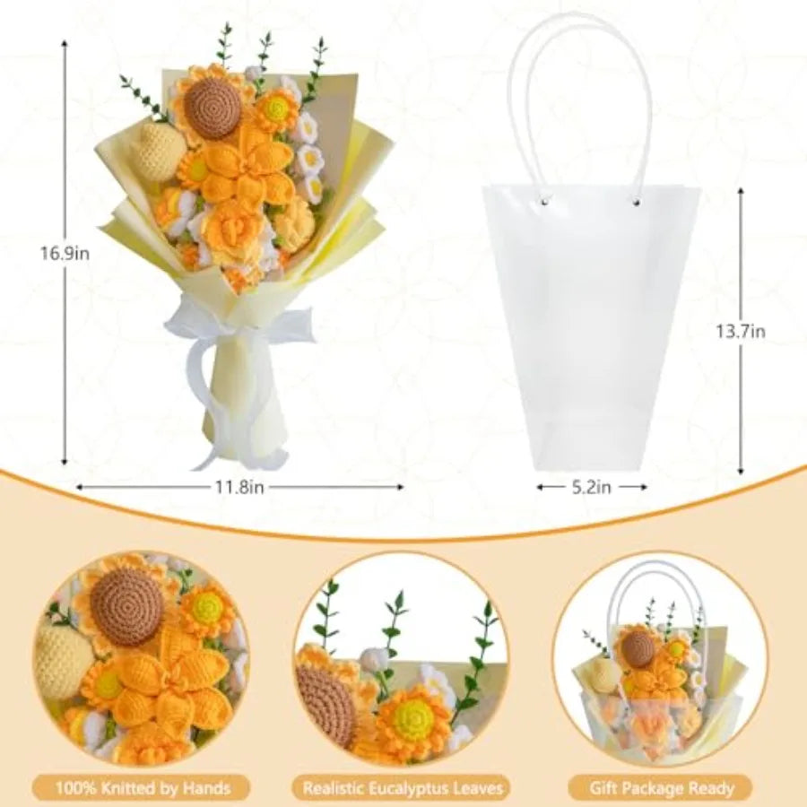 Handmade Crochet Flower Bouquet | Indoor Decorative Knitted Flowers