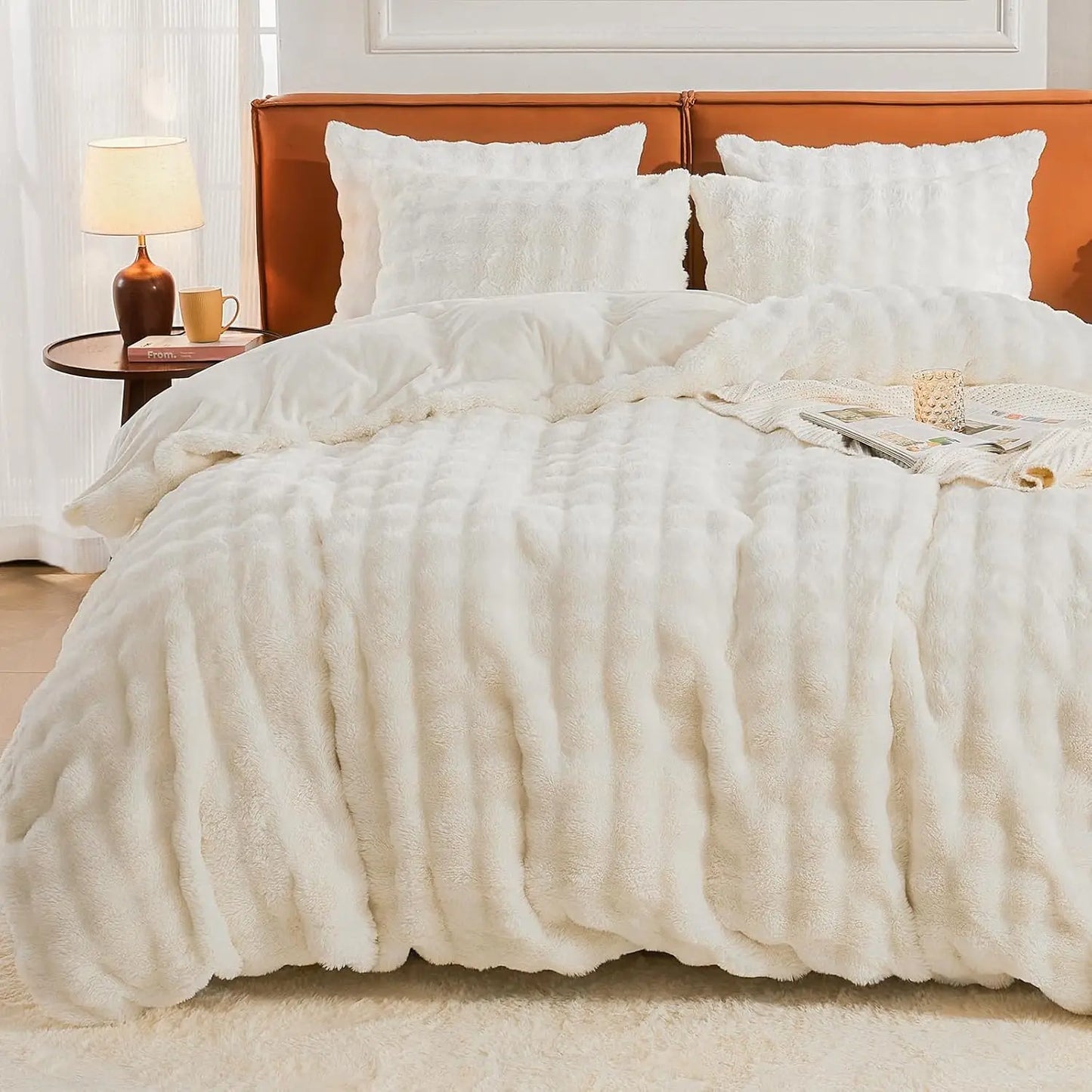 Queen Size Faux Fur Duvet Cover Set | Ultra Soft Winter Bedding