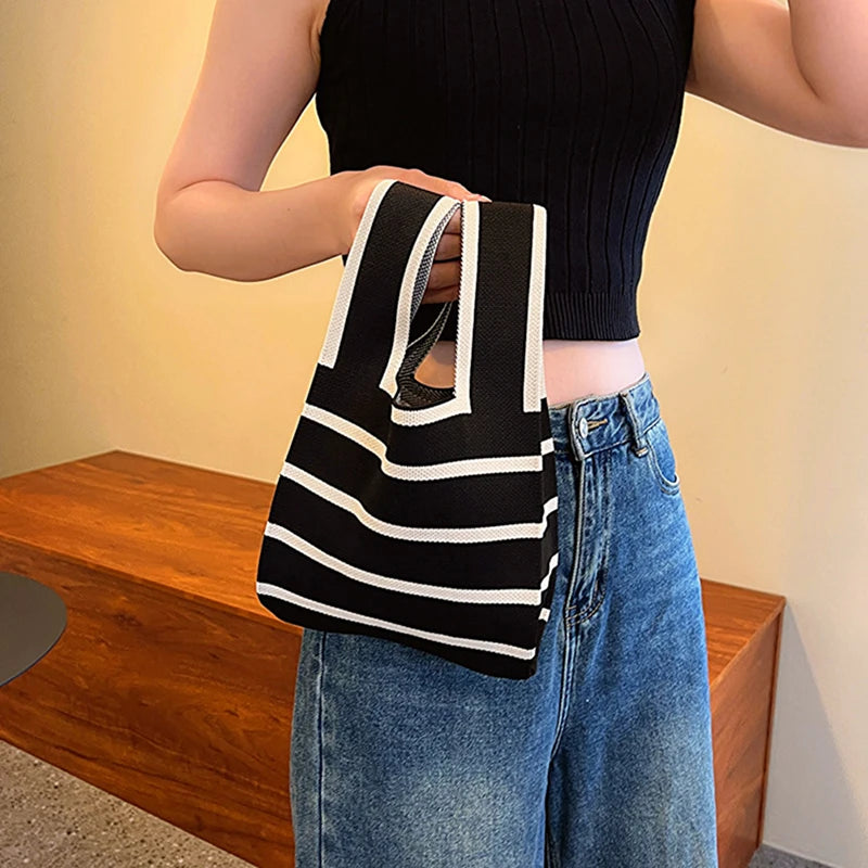 Chic Mini Knit Handbag for Women | Stylish Casual Tote Bag
