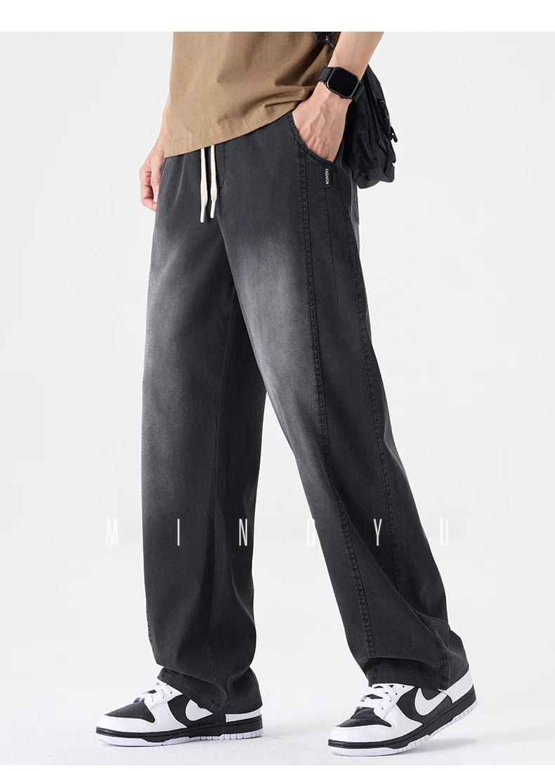 Men's Summer Lyocell Fabric Jeans | Elastic Waist Loose Fit