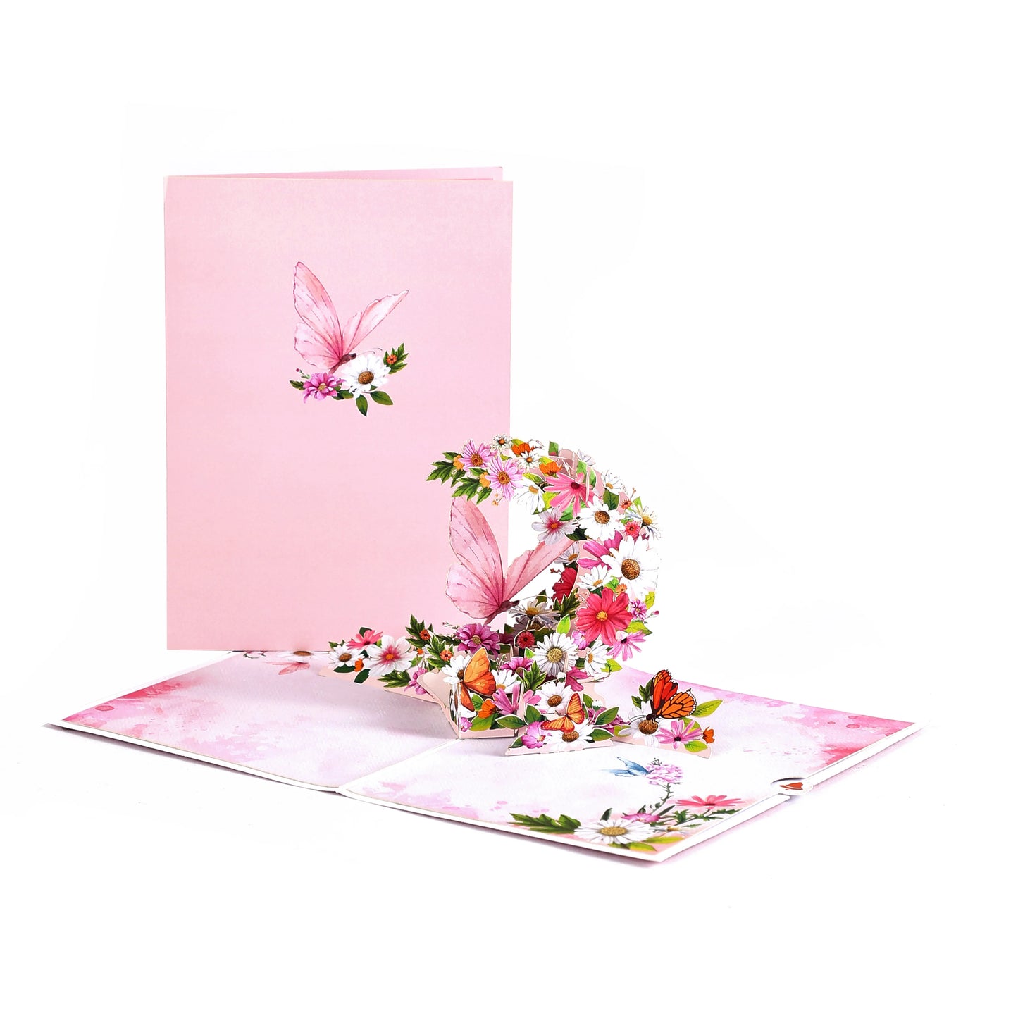 Elegant Floral Birthday & Holiday Greeting Card | Pink Rose Design