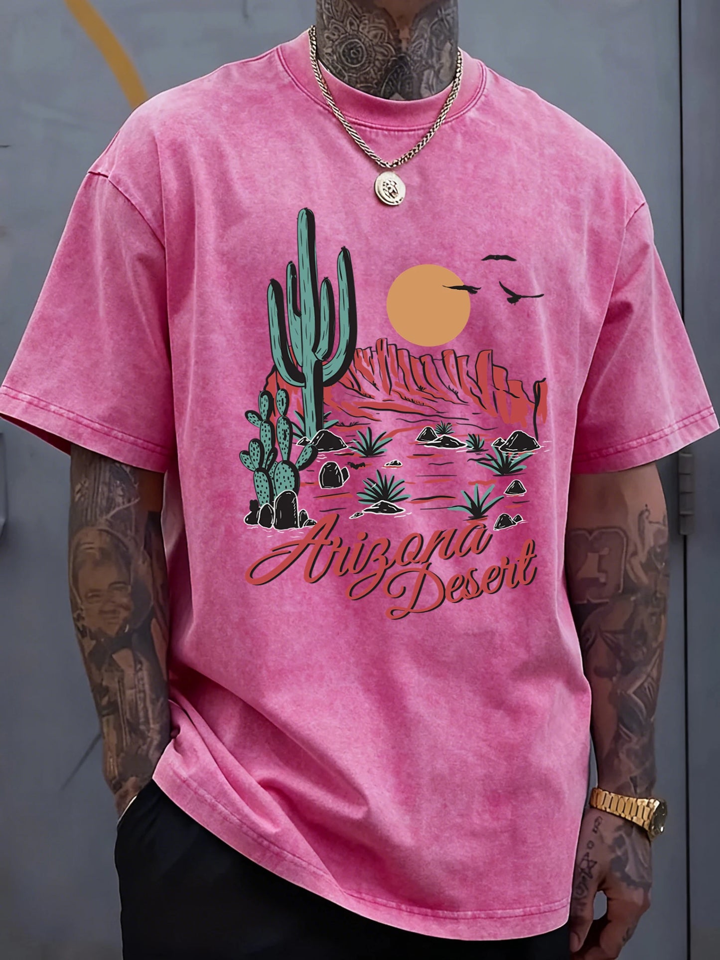 Men's Arizona Desert Cactus Graphic Tee | Soft Short Sleeve T-Shirt