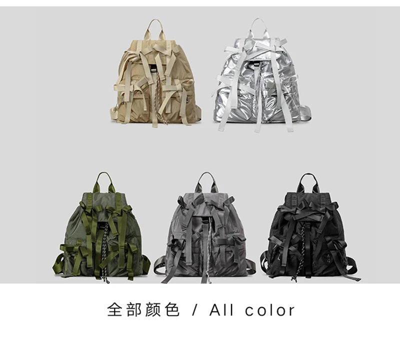 Fashion Y2K Bow Casual Backpack | High-Quality Nylon Shoulder Bag