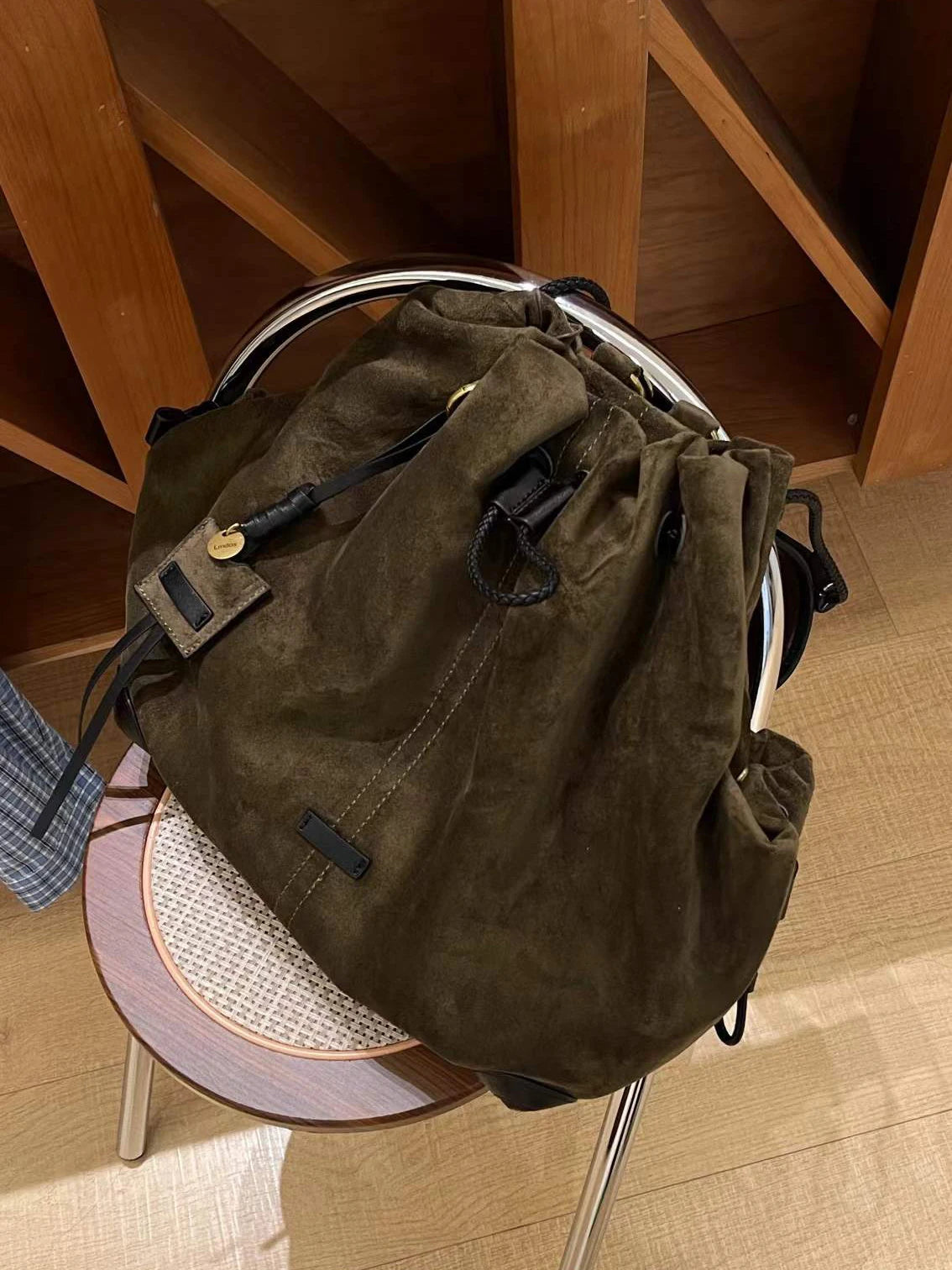 Trendy Retro Frosted Suede Bucket Backpack | Stylish Large Capacity Bag