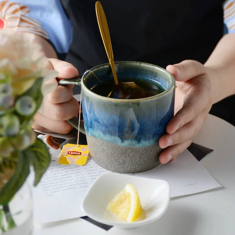 350ml Gradual Change Ceramic Coffee Mug | Retro Starry Drinkware