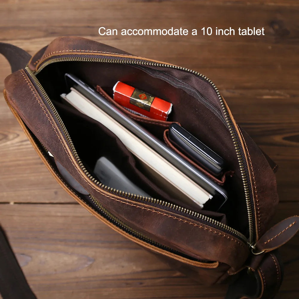 Retro Handcrafted Leather Men's Crossbody Bag | Versatile Fashion