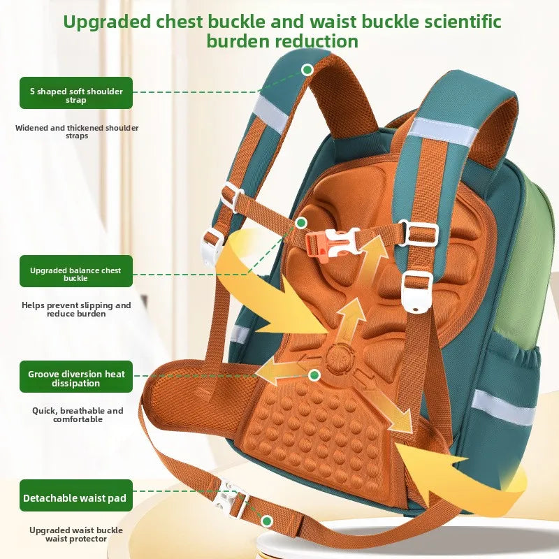 Waterproof Boys Spine Protection Schoolbag | Large Capacity Kids Bag