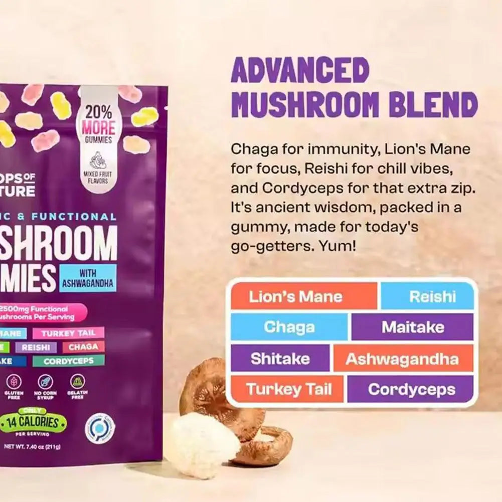 80pcs Mushroom Jelly Gummies for Immune & Gastro Health