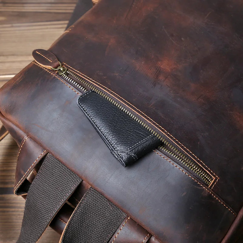 Men's Retro Genuine Leather Backpack | Spacious Multi Pocket Design