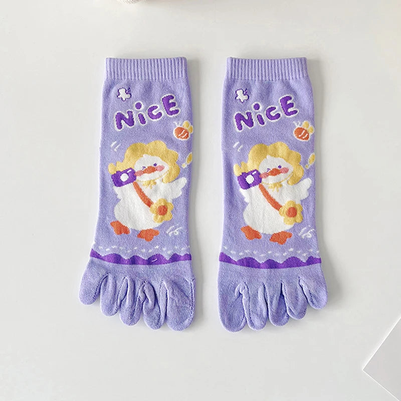 Cute Cartoon Split-Toe Socks for Women | Breathable Kawaii Comfort