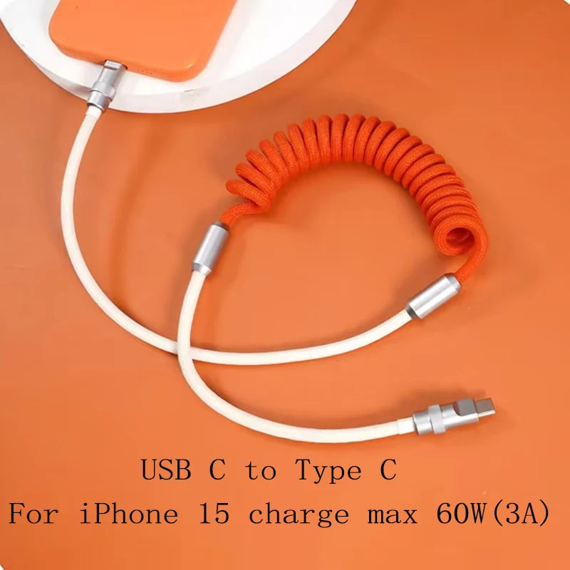 Retractable Fast Charging USB C Cable | 100W Spring Charging Solution