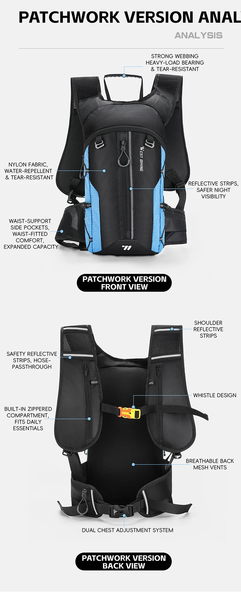 Mochila de hidratación ligera | Ideal para senderismo y ciclismo