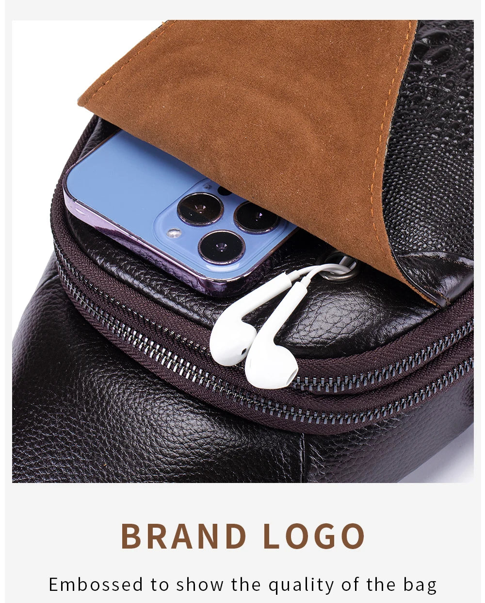 Men's Leather Crossbody Chest Bag | Multifunctional USB Bag