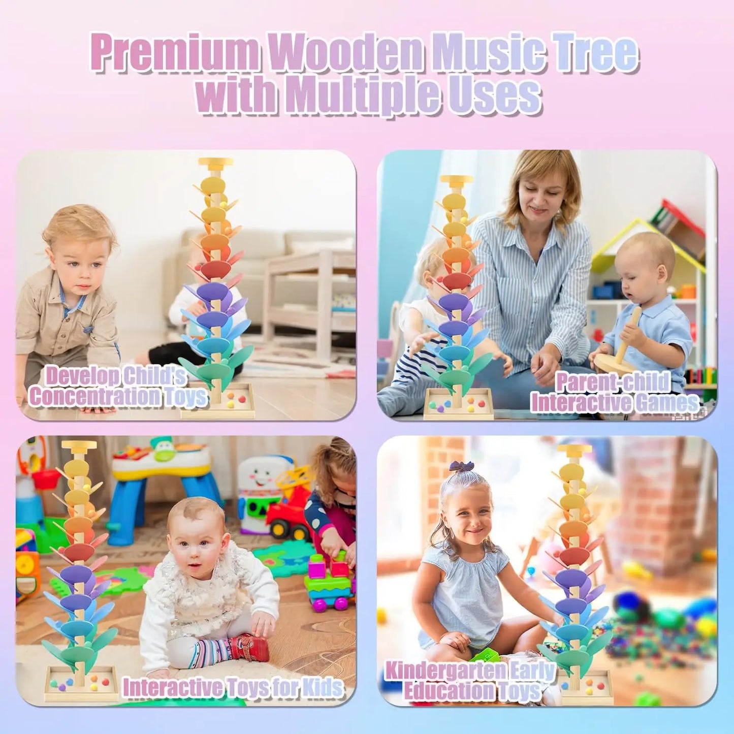 49PCS Wooden Marble Run Music Tree Toy | Fun Learning Game for Kids