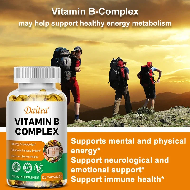 Organic Vitamin B Complex for Energy & Immune Support - 120 Capsules