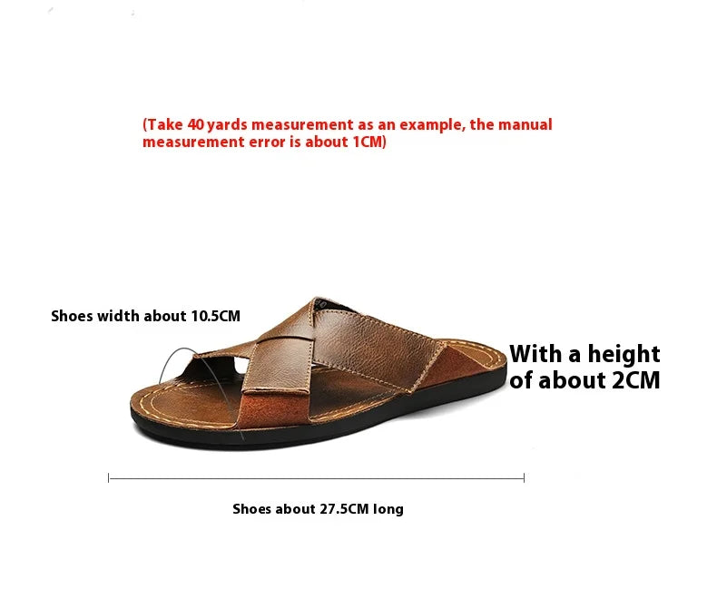 Plus Size Men Leather Slippers Homes In Indoor Slippers Summer Open Toe Sandals Comfy Antiskid Soft Bottom Casual Walking Shoes