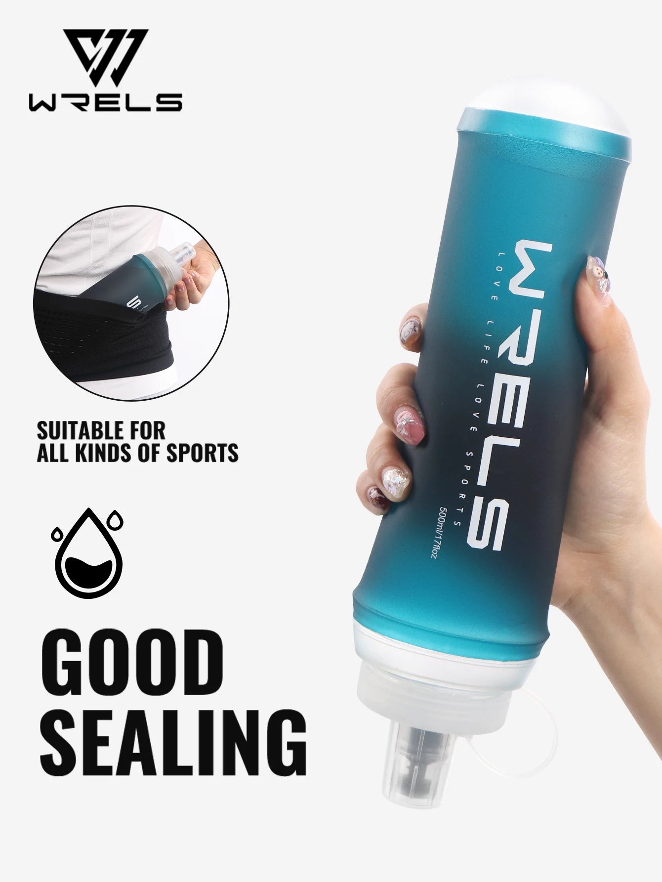 500ML Collapsible Sports Water Bottle | BPA-Free Soft Flask