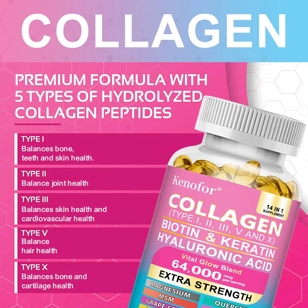 14 IN 1 Collagen Capsules - Ultimate Skin, Hair & Nail Supplement