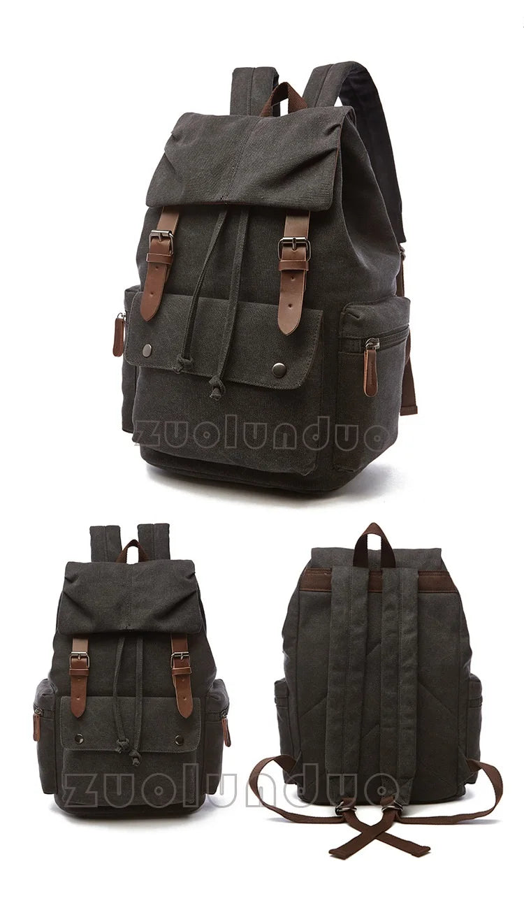 Vintage Canvas Laptop Backpack for School & Travel | Anti-Theft Design