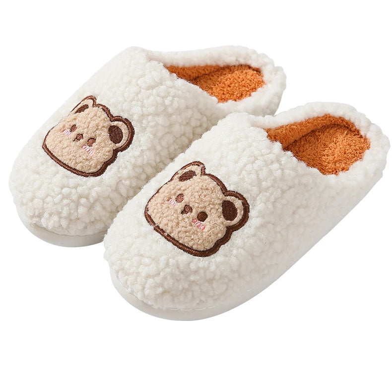 Men's Cartoon Bear Plush Slippers | Cozy Warm House Shoes