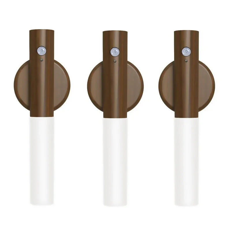 Luz nocturna LED recargable con sensor de movimiento | Elegante diseño de vetas de madera