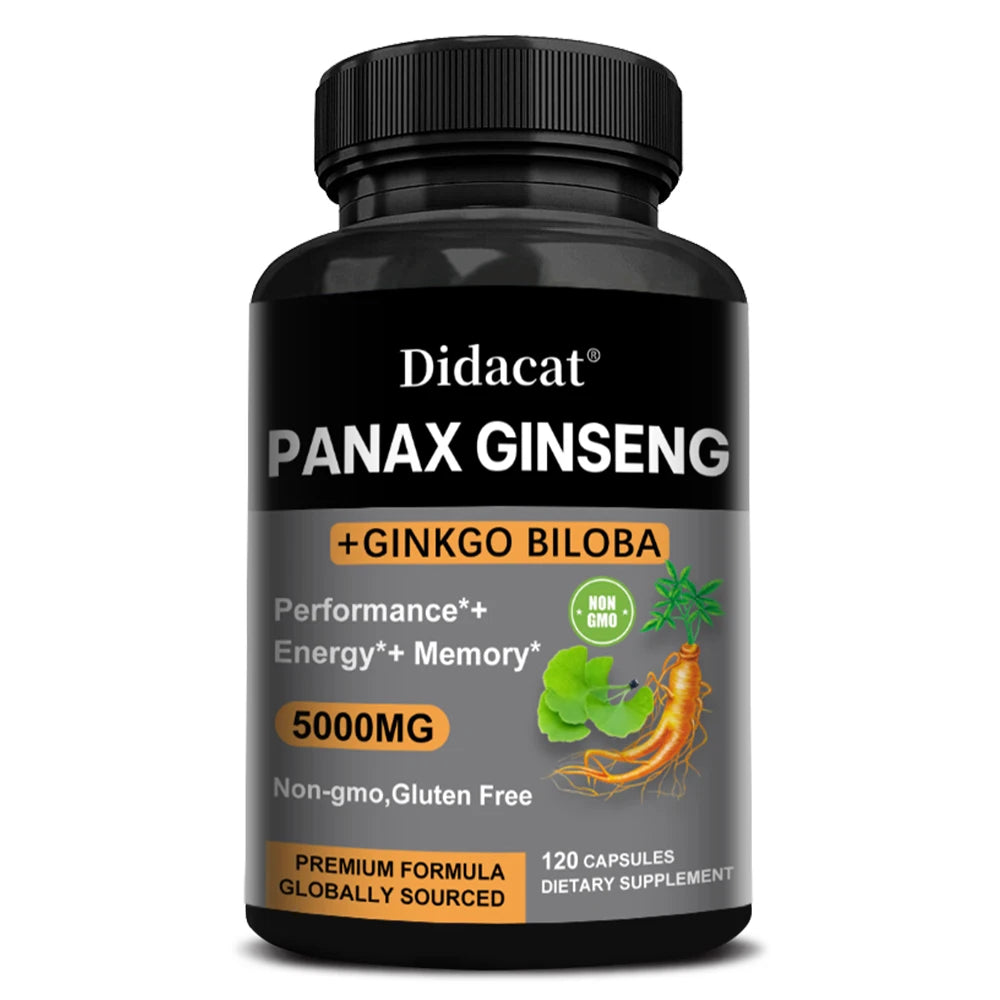 High-Potency Korean Red Ginseng & Ginkgo Biloba Capsules