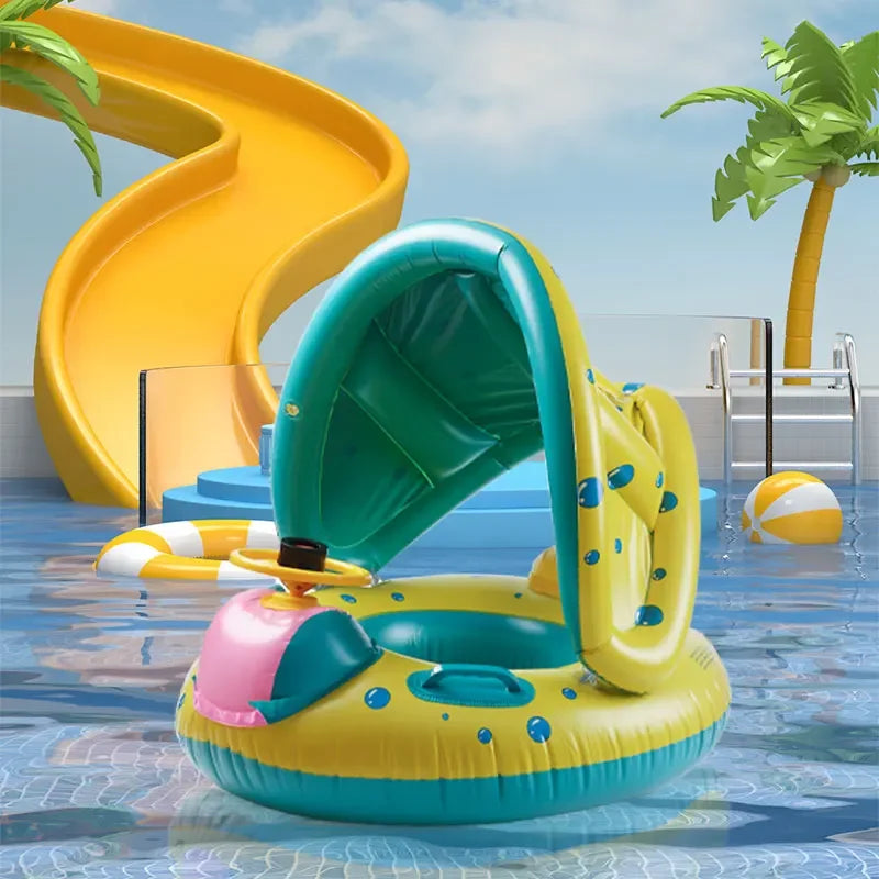 Inflatable Baby Swimming Ring with Parasol | Safe Pool Float