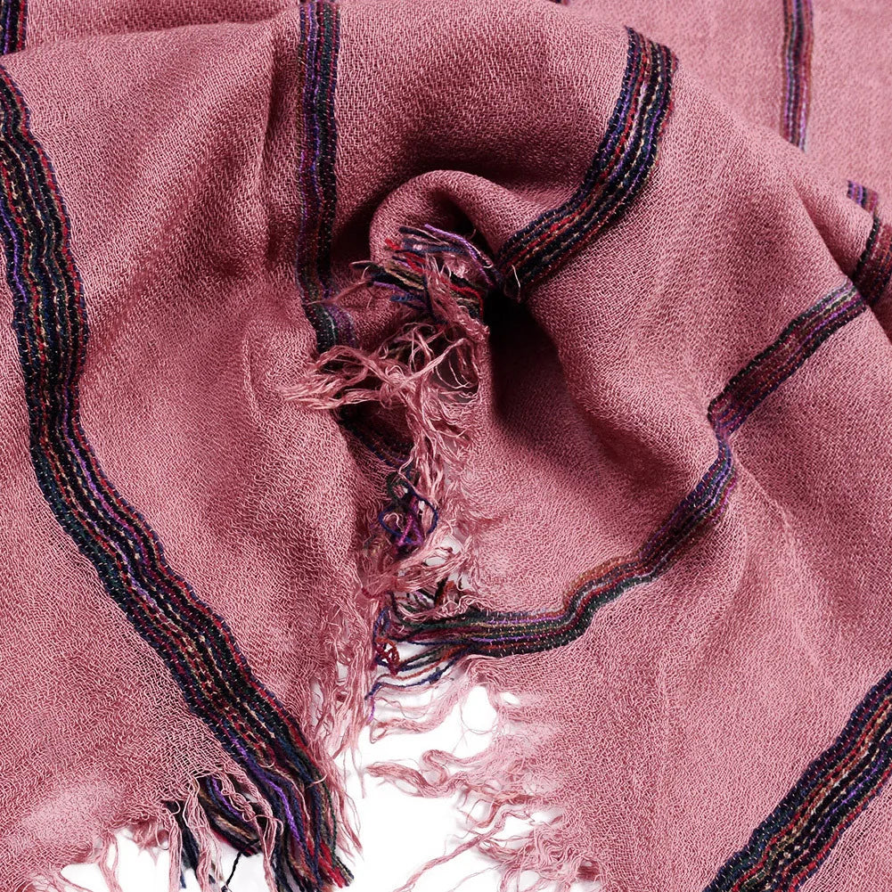 Cotton Linen Striped Men's Scarf | Warm Autumn Winter Accessories