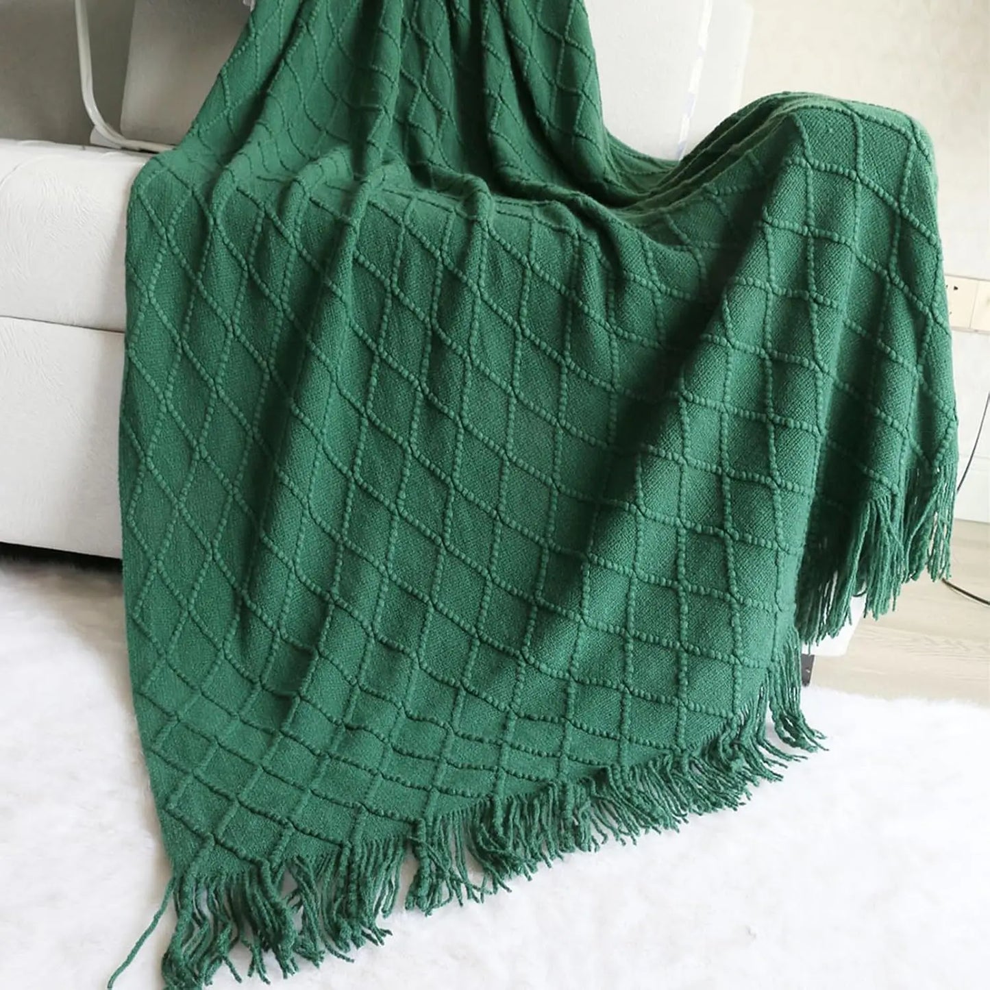 Manta Verde Extragrande y Acogedora | Cubrecama Suave de Punto
