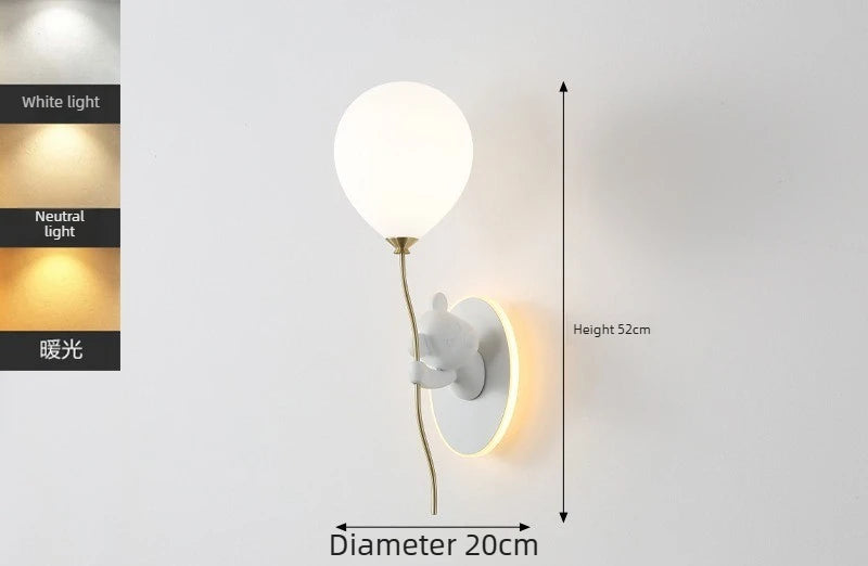 Lámpara de pared de oso creativo | Lámpara suave de globo de dibujos animados para habitaciones infantiles