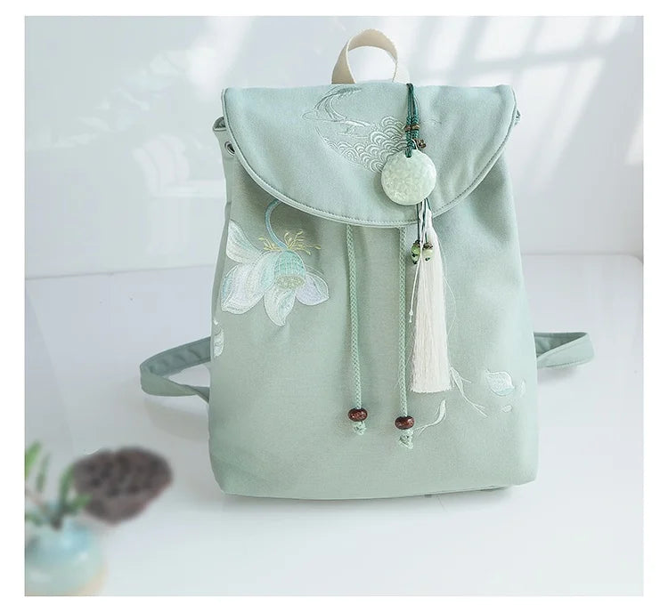 Mochila de 15 pulgadas estilo retro chino | Mochila bordada hecha a mano
