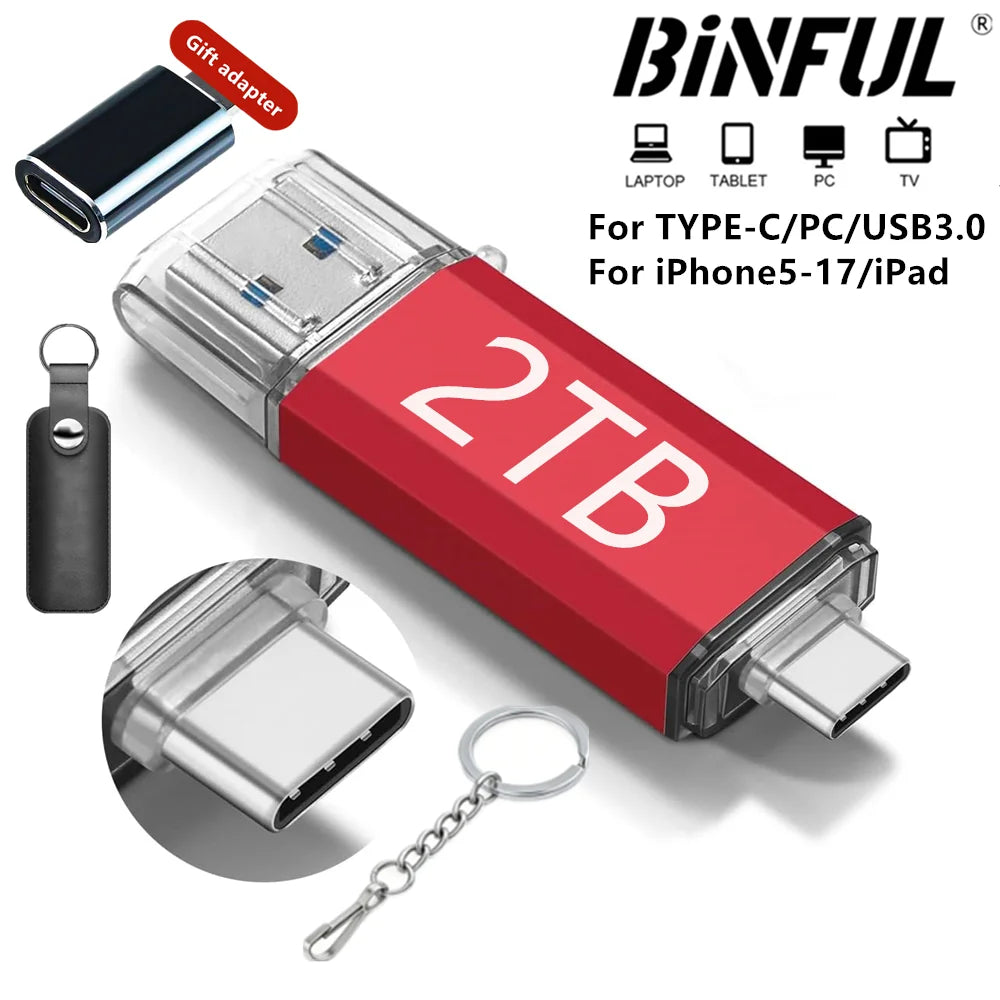 2TB - 1TB - 512GB  256GB 32 GB OTG USB Flash Drive | High-Speed USB 3.0 Type C Storage